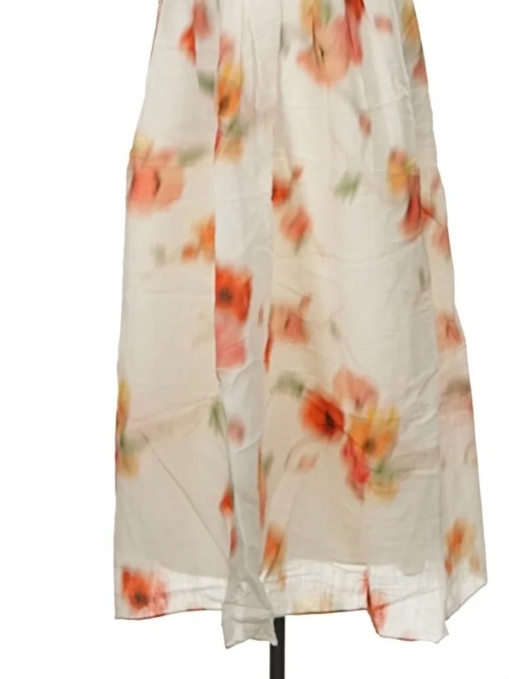 NWOT Vince Cream Midi Skirt with Coral and Green Floral Print, size M